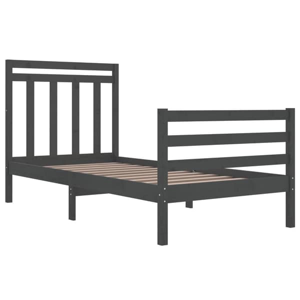 vidaXL Sängram grå massivt trä 90x200 cm Grå