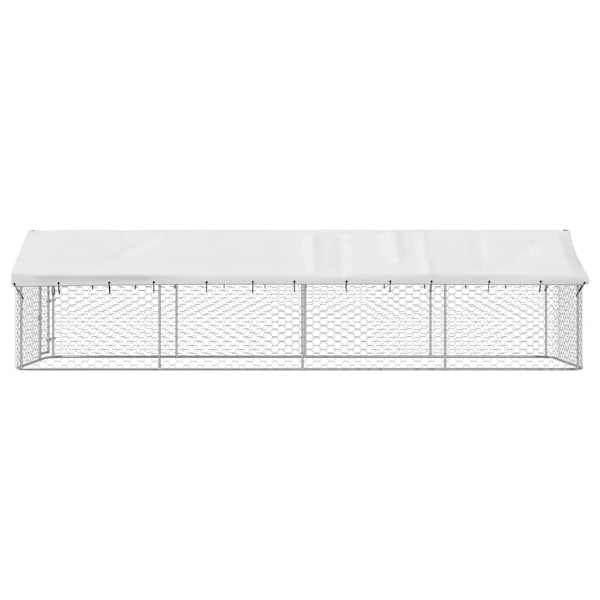 vidaXL Hundgård med tak för utomhusbruk 600x200x150 cm Silver