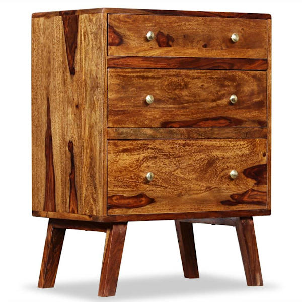 vidaXL Sängbord massivt sheeshamträ 60x35x76 cm Brun