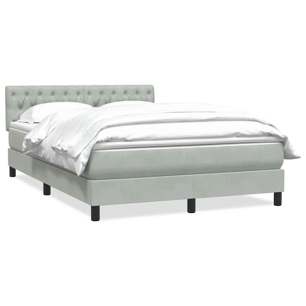 vidaXL Ramsäng med madrass ljusgrå 160x210 cm sammet Grå