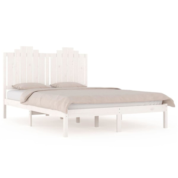 vidaXL Sängram vit massiv furu 150x200 cm Vit