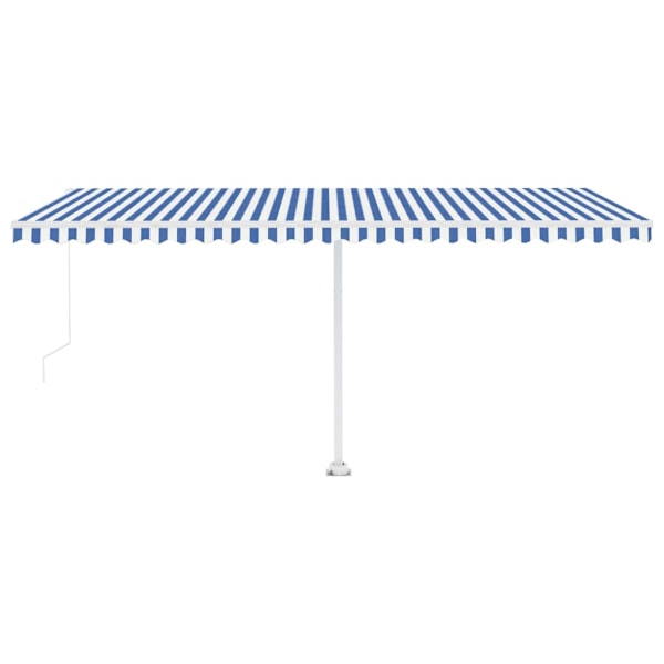 vidaXL Fristående markis manuellt infällbar 500x350 cm blå/vit Blå