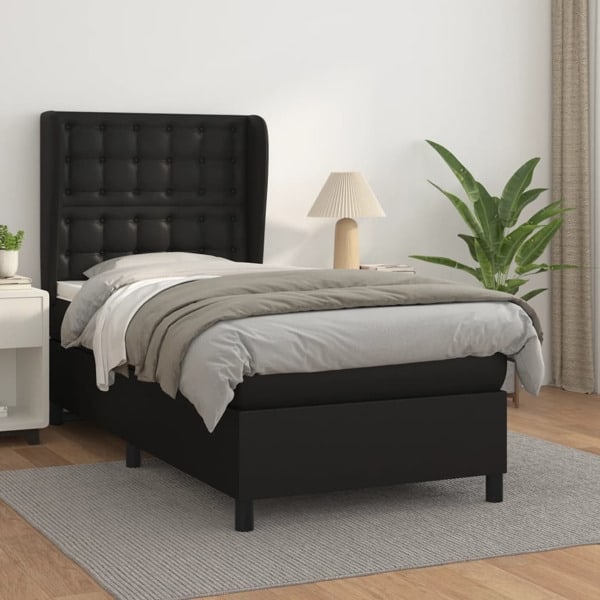 vidaXL Ramsäng med madrass svart 80x200 cm konstläder Svart