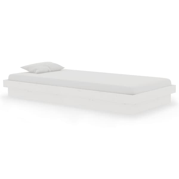vidaXL Sängram vit massivt trä 90x190 cm Vit