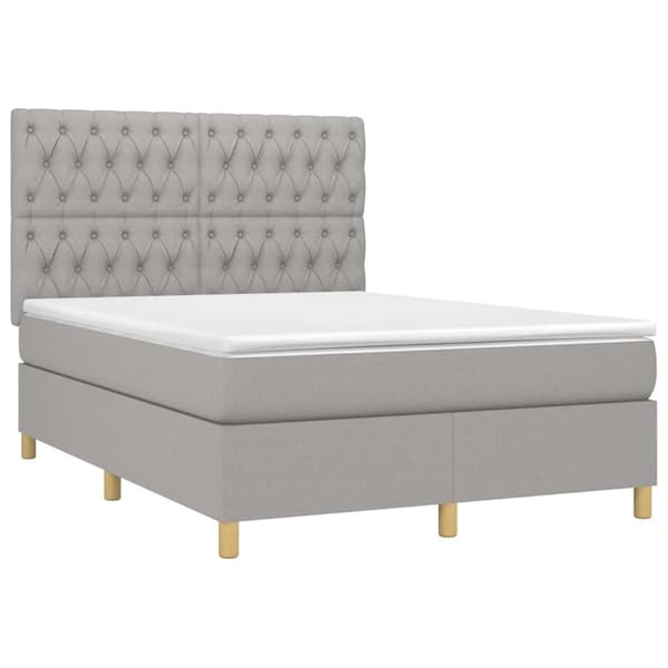 vidaXL Ramsäng med madrass ljusgrå 140x200 cm tyg Grå