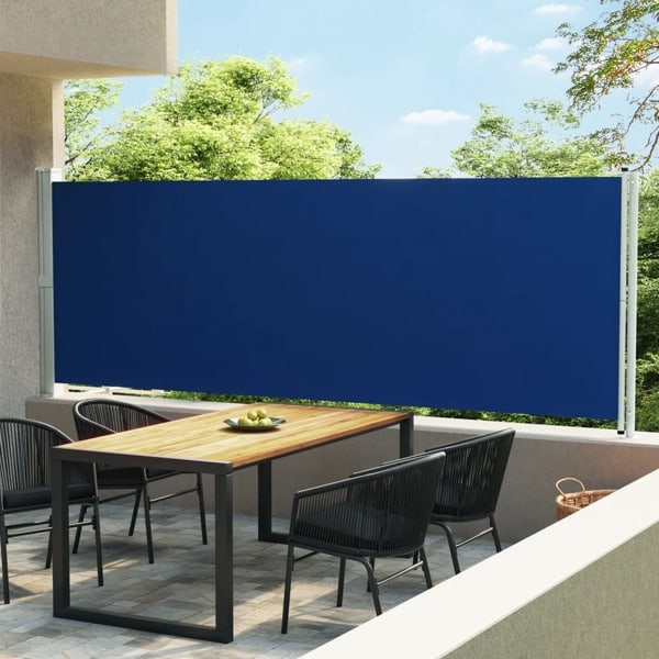 vidaXL Infällbar sidomarkis 600x160 cm blå Blå
