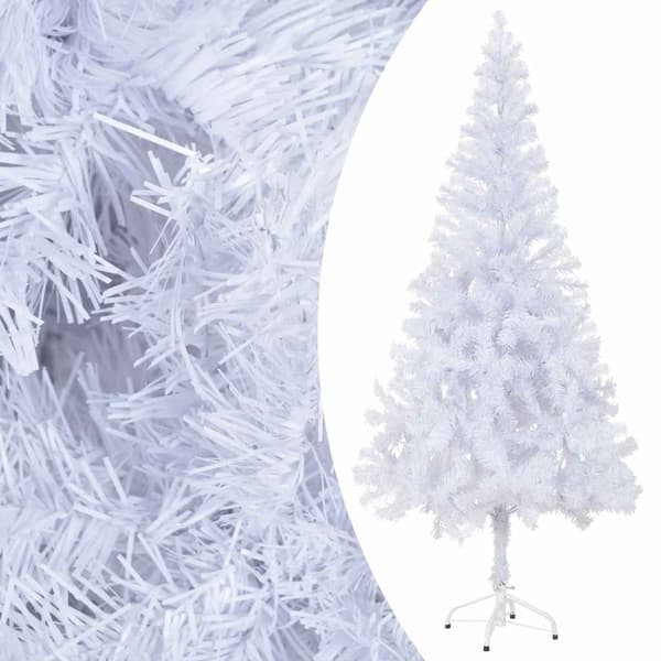 vidaXL Belyst plastgran med kulor 180 cm 620 grenar Vit