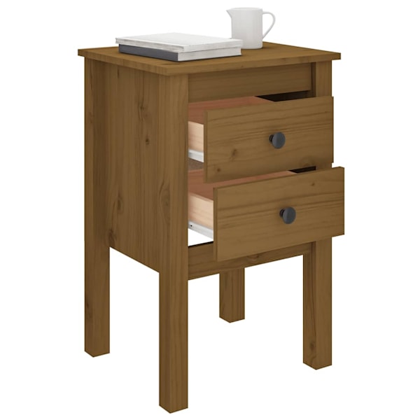 vidaXL Sängbord 2 st honungsbrun 40x35x61,5 cm massiv furu Brun