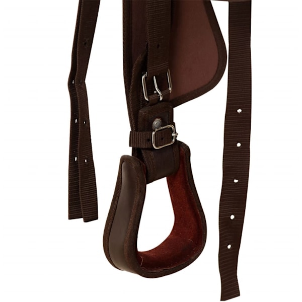 vidaXL Westernsadel träns&halsband äkta läder 17" brun Brun