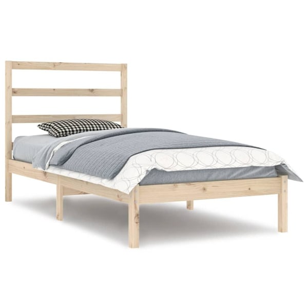 vidaXL Sängram massiv furu 100x200 cm enkelsäng Brun