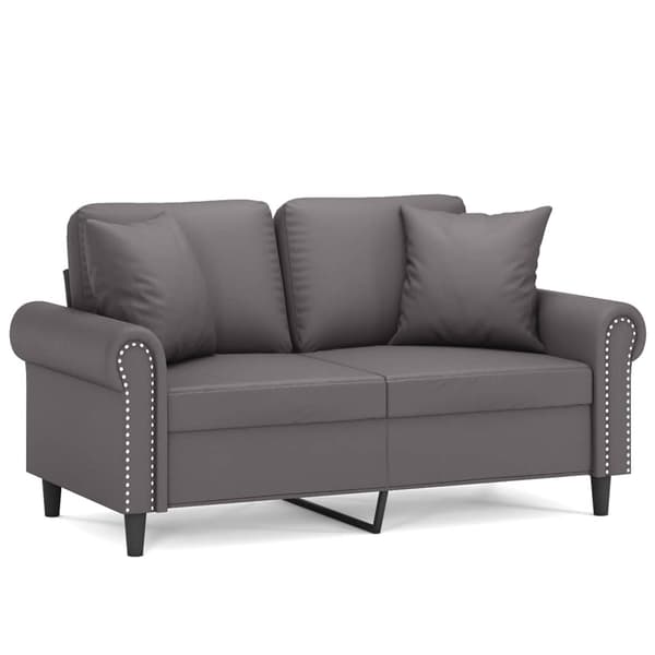 vidaXL 2-sits soffa med prydnadskuddar grå 120 cm konstläder Grå