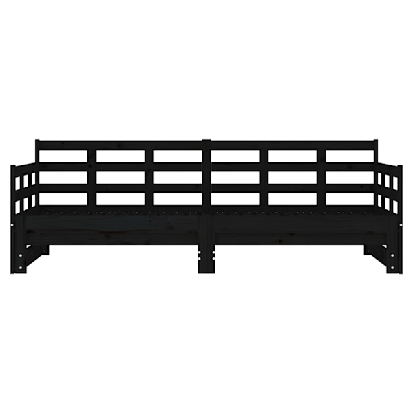 vidaXL Bäddsoffa svart massiv furu 2x(90x200) cm Svart