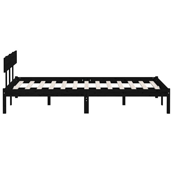 vidaXL Sängram svart massiv furu 120x200 cm Svart