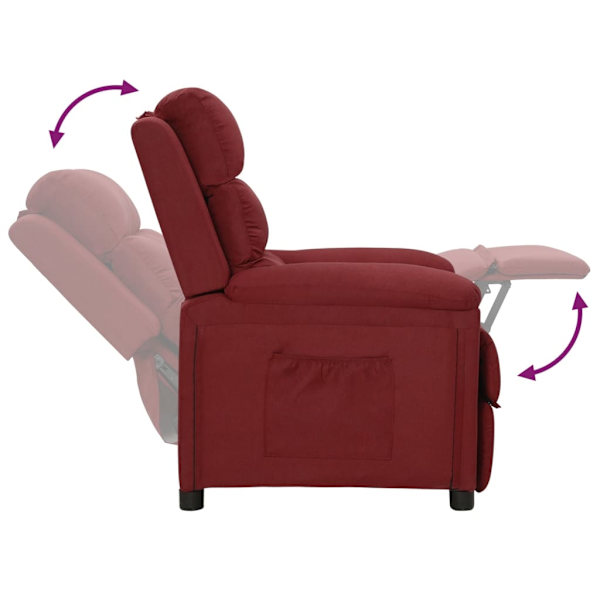 vidaXL Reclinerfåtölj vinröd tyg Röd
