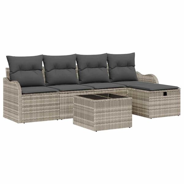 vidaXL Trädgårdsoffset 6 st Poly rattan Svart