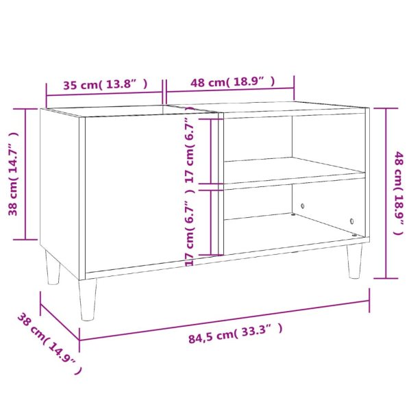 vidaXL Stereobänk vit 84,5x38x48 cm konstruerat trä Vit
