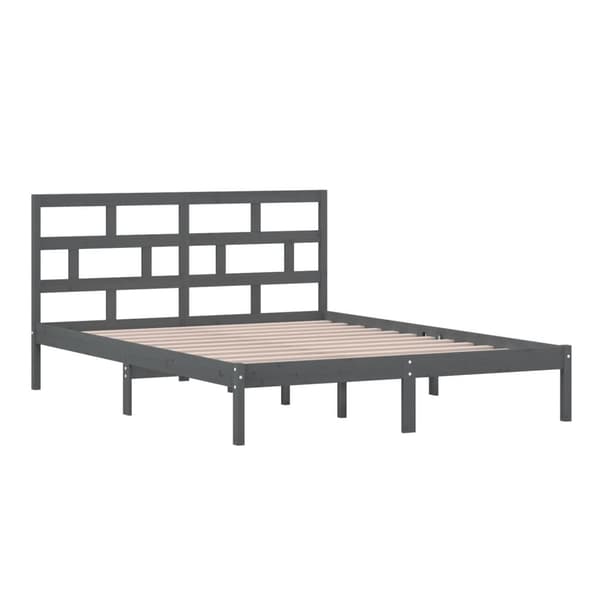 vidaXL Sängram massivt trä 150x200 cm grå Grå