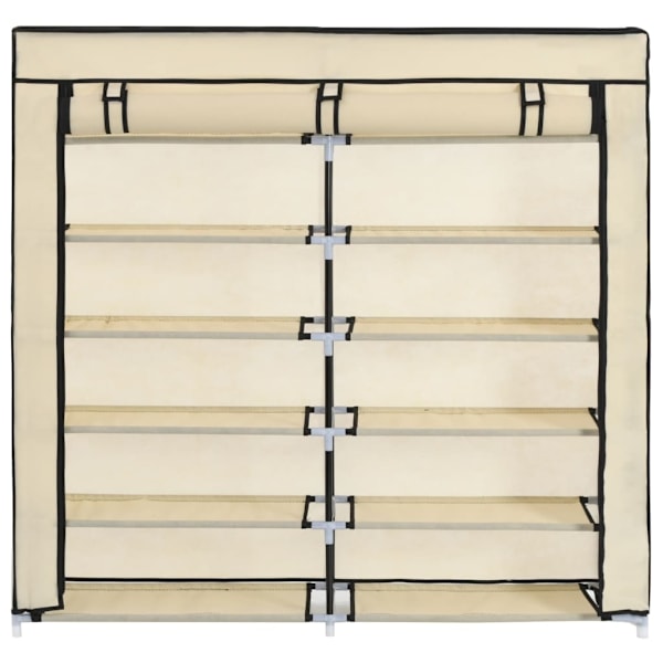 vidaXL Skoförvaring med överdrag gräddvit 115x28x110 cm tyg Creme
