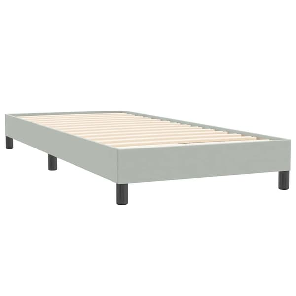 vidaXL Resårsäng med madrass ljusgrå 90x220 cm sammet Grå
