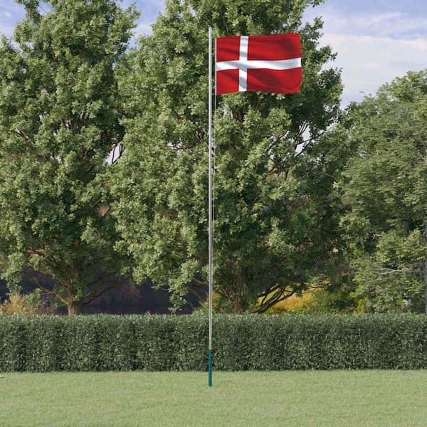 vidaXL Danmarks flagga med flaggstång 6,08 m aluminium