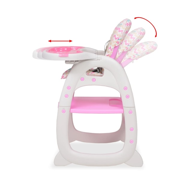 vidaXL 3-i-1 Konvertibel barnstol med bord rosa Rosa