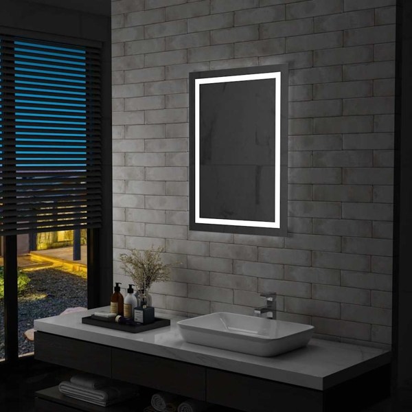 vidaXL Badrumsspegel LED med touch-sensor 60x80 cm Silver