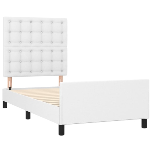 vidaXL Sängram med huvudgavel vit 90x200 cm konstläder Vit