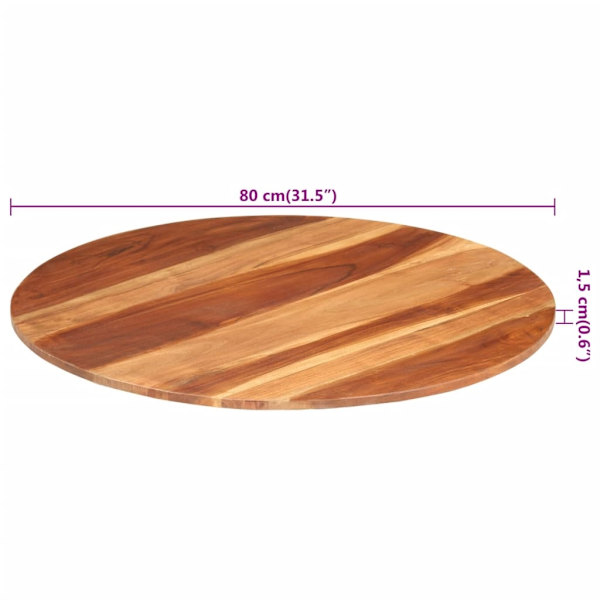 vidaXL Bordsskiva massivt akaciaträ rund 15-16 mm 80 cm Brun