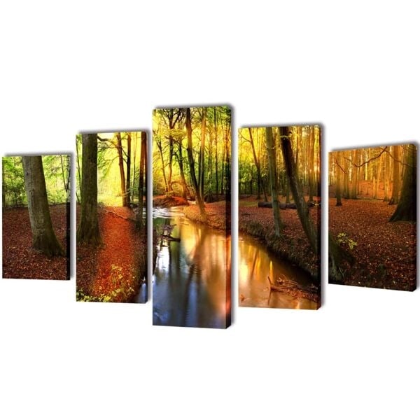 vidaXL Canvastavlor i set Skogsmotiv 200 x 100 cm multifärg