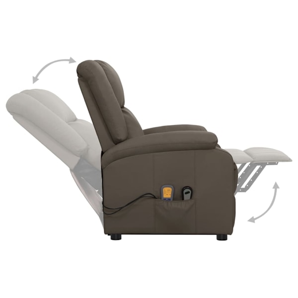 vidaXL Massagefåtölj med uppresningshjälp grå konstläder grå