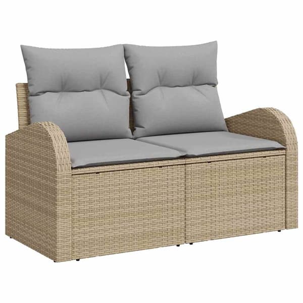 vidaXL Trädgårdsoffset 7 st Beige konstrotting Beige