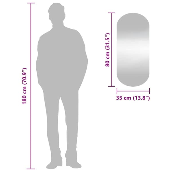vidaXL Väggspegel 35x80 cm glas oval Silver