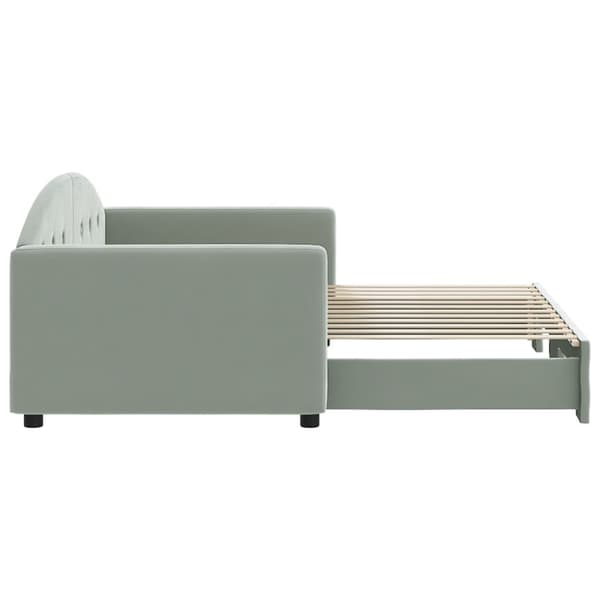 vidaXL Dagbädd utdragbar ljusgrå 90x200 cm sammet Grå