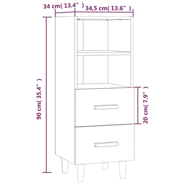 vidaXL Skåp vit 34,5x34x90 cm konstruerat trä Vit