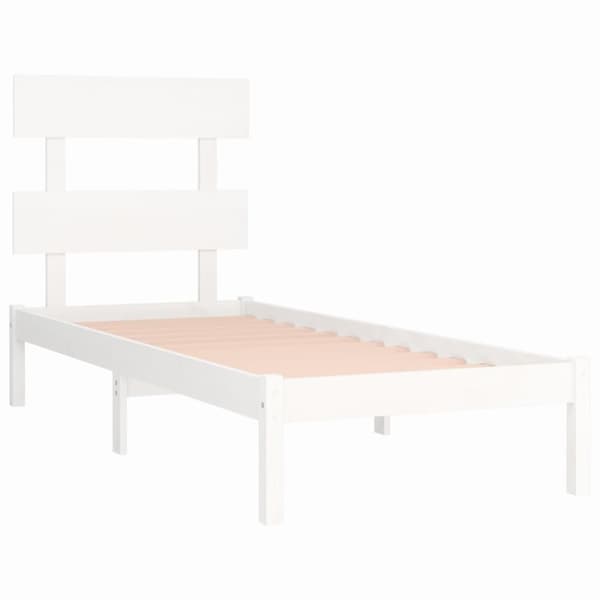 vidaXL Sängram vit massivt trä 90x200 cm Vit