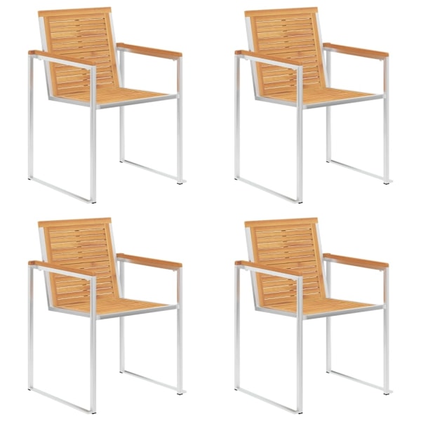 vidaXL Trädgårdsstolar med dynor 4 st massiv teak Blå