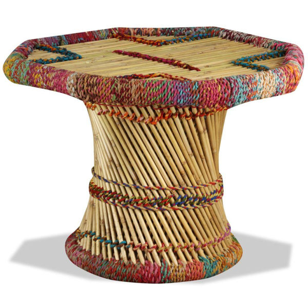vidaXL Soffbord bambu med chindidetaljer flerfärgad multifärg