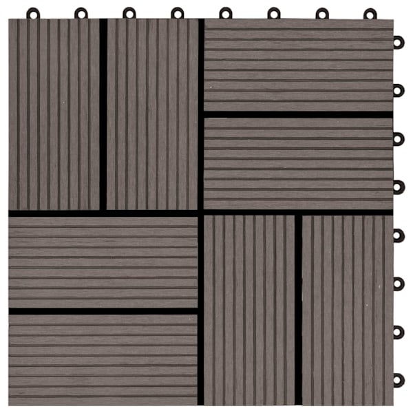 vidaXL Trall 22 st 30x30 cm 2 kvm WPC mörkbrun Brun