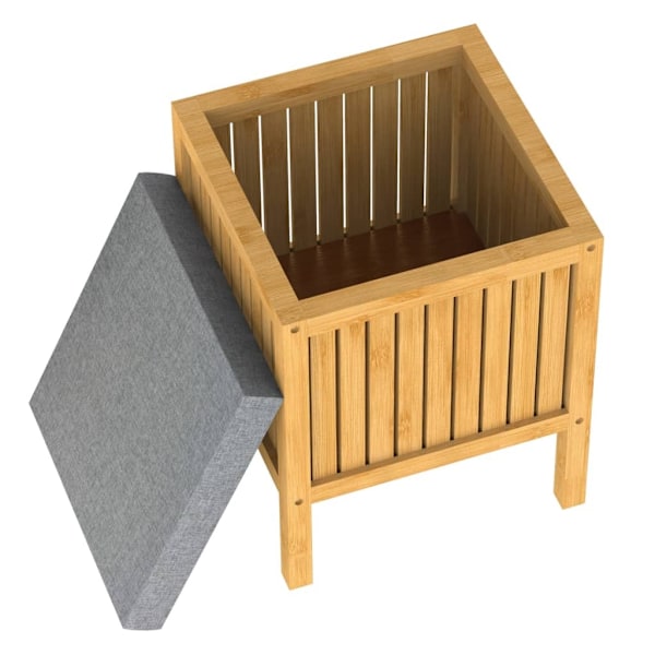 EISL 2-i-1 Tvättkorg med sittdyna bambu 39x39x52,5 cm Brun