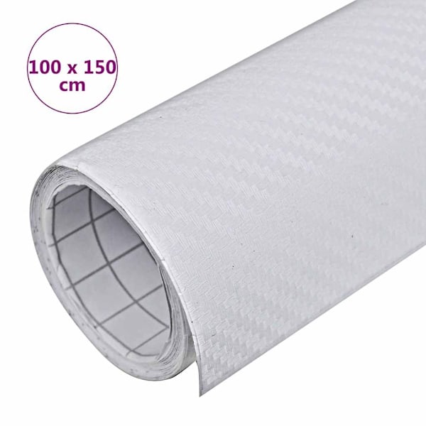 vidaXL Bilfoliering 3D vit 100x150 cm Vit