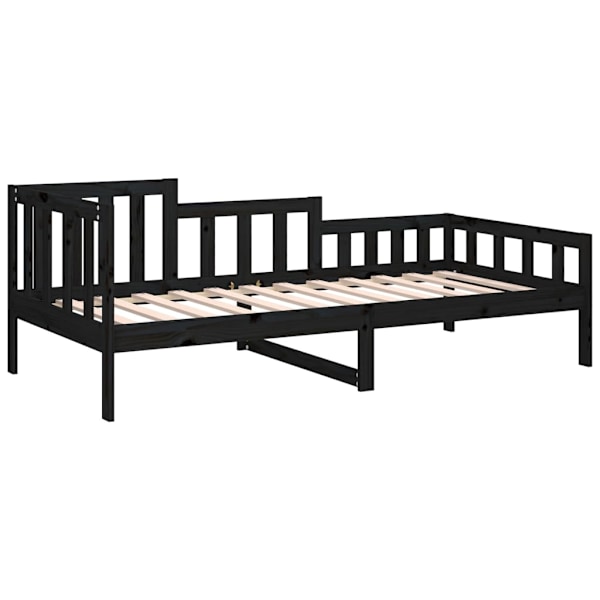 vidaXL Dagbädd svart 90x200 cm massiv furu Svart