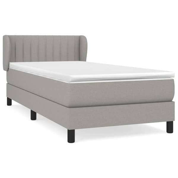 vidaXL Ramsäng med madrass ljusgrå 90x200 cm tyg Grå