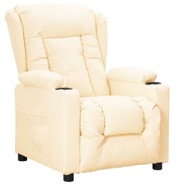 vidaXL Reclinerfåtölj gräddvit konstläder Creme