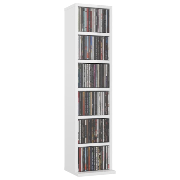 vidaXL CD-hylla vit högglans 21x20x88 cm konstruerat trä Vit