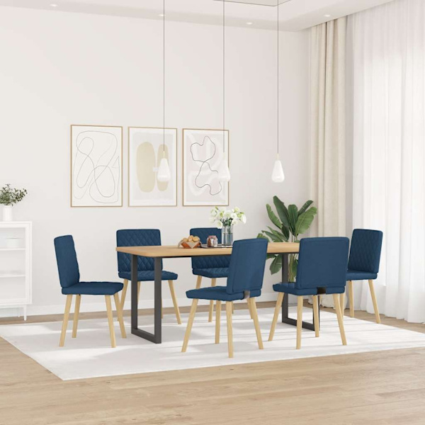 vidaXL Matstolar 6 st blå tyg Blå