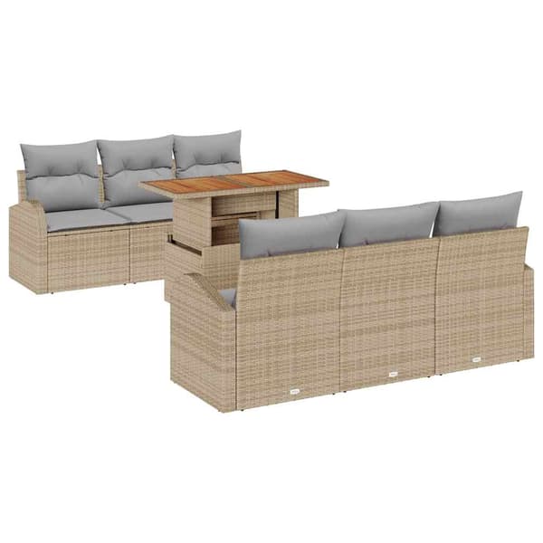 vidaXL Trädgårdsoffset 7 st beige och ljusgrå Beige