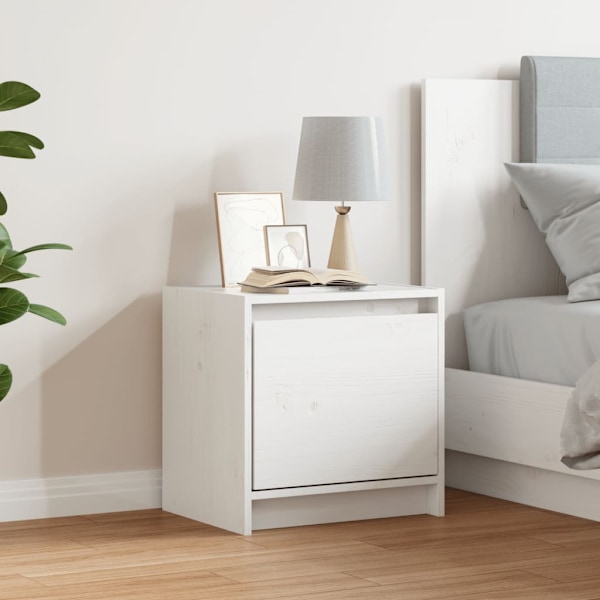 vidaXL Sängbord vit 40x30,5x40 cm massiv furu Vit