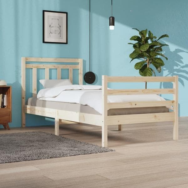 vidaXL Sängram massivt trä 100x200 cm Brun