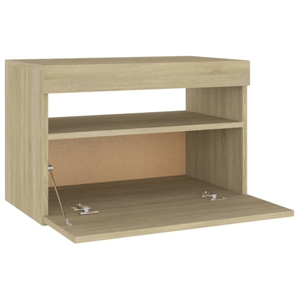 vidaXL Sängbord med LED-belysning sonoma-ek 60x35x40cm konstruerat trä Brun