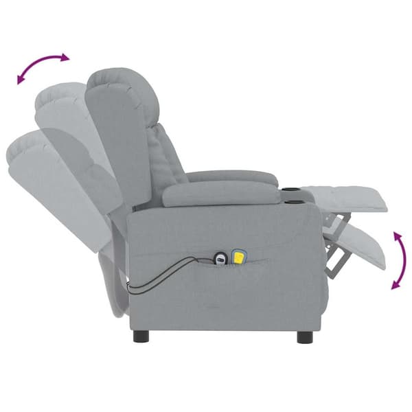 vidaXL Elektrisk massagefåtölj ljusgrå tyg Grå